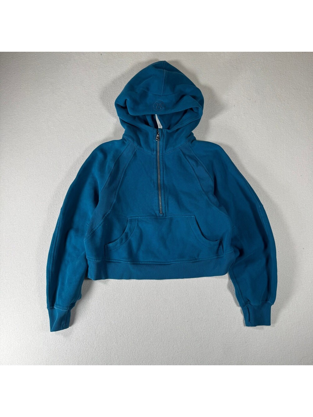 Lululemon Teal Half-Zip Cropped Scuba Hoodie Sweatshirt XS/S